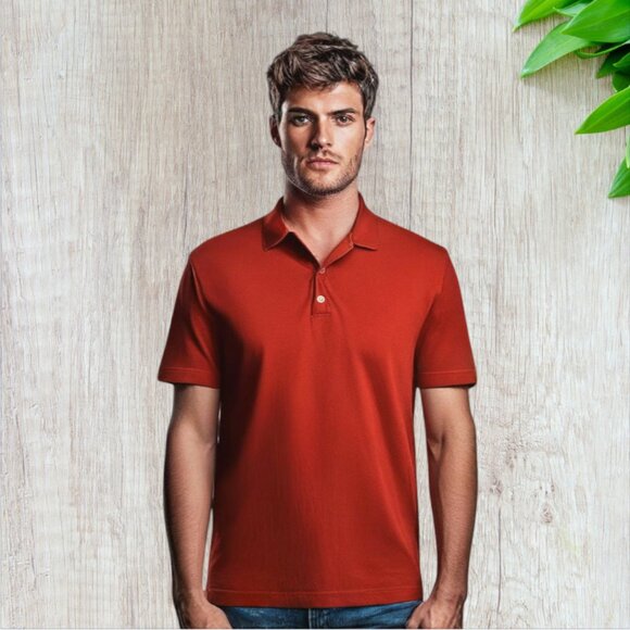 DOCKERS -- Man's Polo Shirt, Solid Orange, Button Collar, Extra Extra Large - Picture 1 of 8